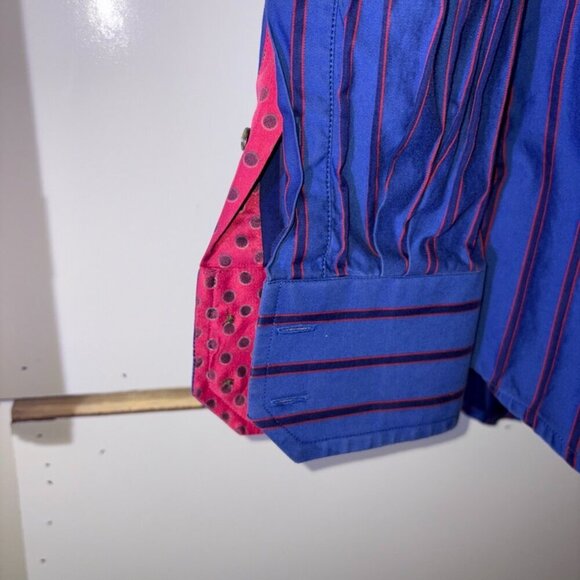 Men's Robert Graham Blue Red Purple Striped Button Down Long Sleeve size M - Picture 3 of 8